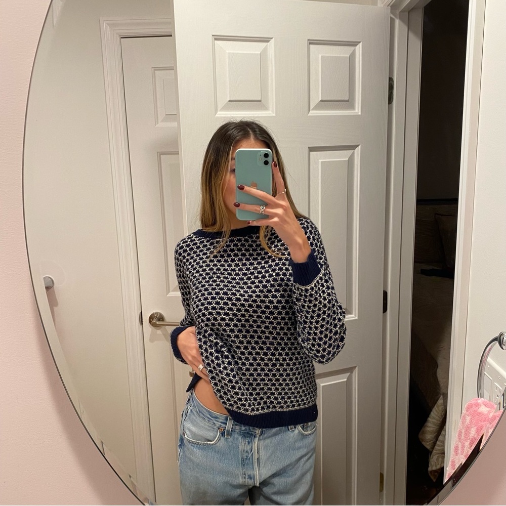 Navy Blue and White Sweater